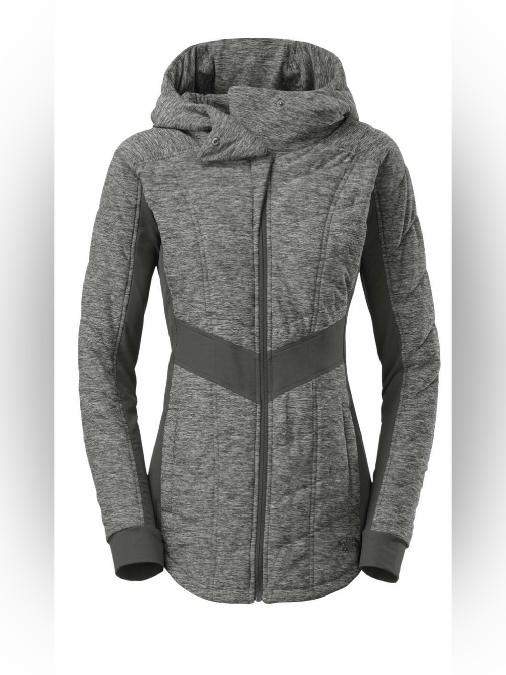 The North Face Women's Heather Gray Quilted Hooded Puffer Jacket Pseudio Jacket